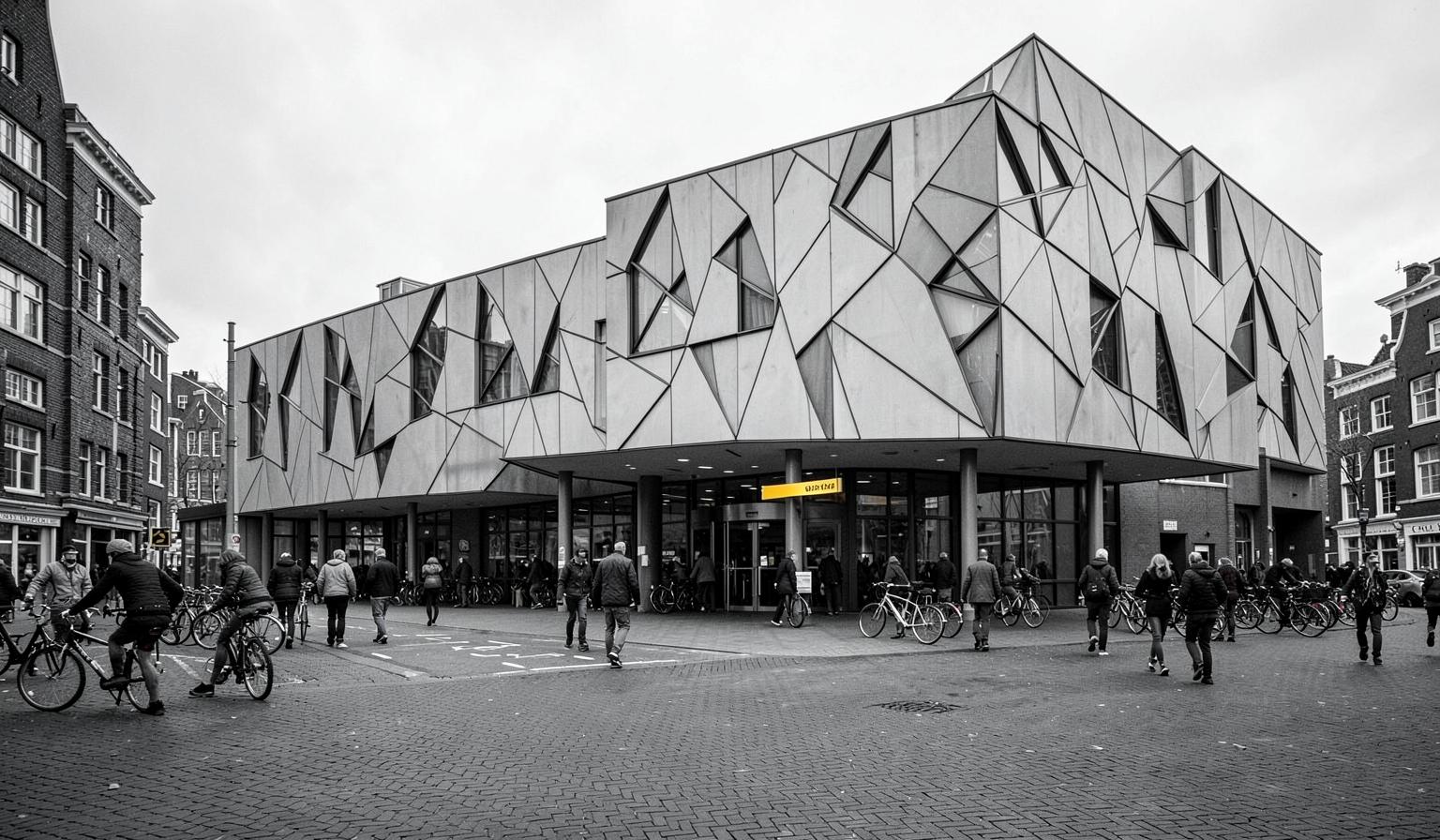 The entrance plaza of an Amsterdam music venue